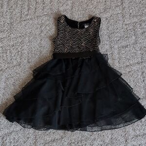 Lily Rose Black and Gold Kids Dress